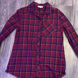 distressed maroon flannel